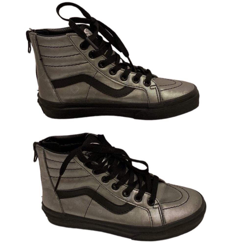 Vans Silver hi tops Hologram Hearts . Size 13 girls or boys zip closure lace up